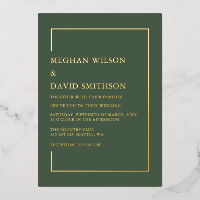 Simple Minimalist Green Modern Wedding  (Front)