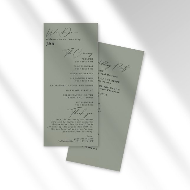 Simple Minimalist Green Sage Wedding Program Programme (Creator Uploaded)