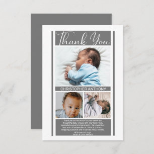 Simple Minimalist Grey Baby Shower Boy Thank You