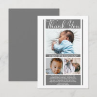 Simple Minimalist Grey Baby Shower Boy Thank You