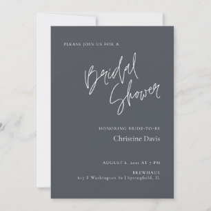 Simple Minimalist Grey Bridal Shower Invitation
