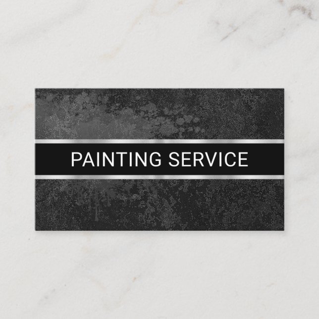 Simple Minimalist Grey Grunge Wall Business Card (Front)