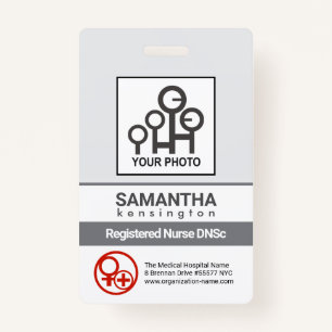 Simple Minimalist Grey Lines Staff Nurse Photo ID ID Badge