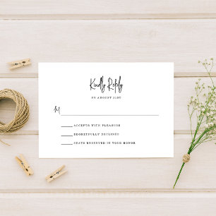 Simple Minimalist Hand-Lettered Script Wedding RSVP Card