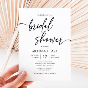Simple Minimalist Handwritten Script Bridal Shower Invitation