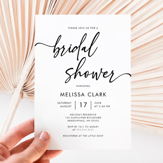 Simple Minimalist Handwritten Script Bridal Shower Invitation (Creator Uploaded)