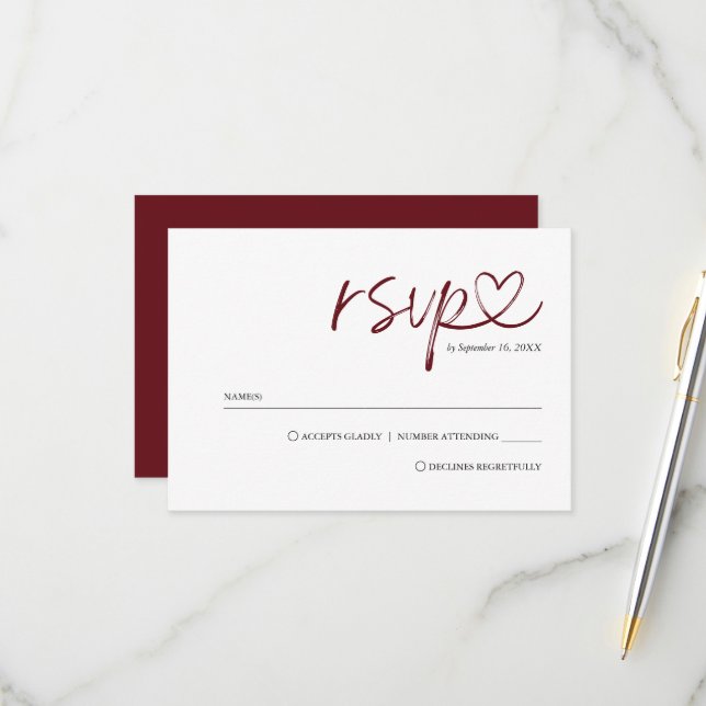 Simple Minimalist Handwritten Script Wedding RSVP Card (Front/Back In Situ)