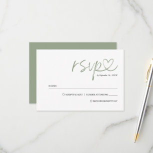 Simple Minimalist Handwritten Script Wedding RSVP Card