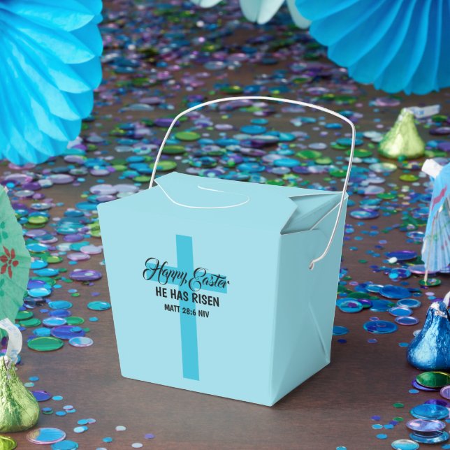 Simple Minimalist Happy Easter Light Blue Cross Favour Box (Party)