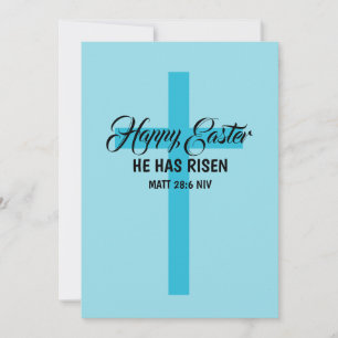 Simple Minimalist Happy Easter Light Blue Cross Holiday Card