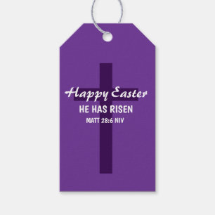 Simple Minimalist Happy Easter Royal Purple Cross Gift Tags