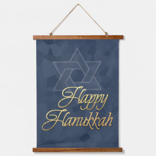 Simple Minimalist Happy Hanukkah Hanging Tapestry