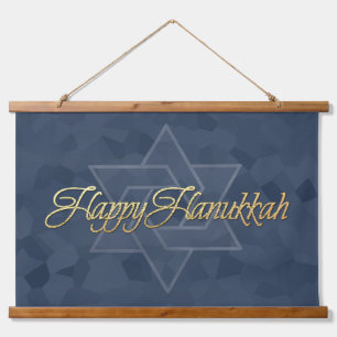 Simple Minimalist Happy Hanukkah Hanging Tapestry