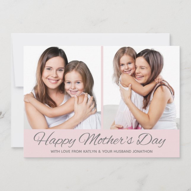 Simple Minimalist Happy Mother's Day Photo Holiday Card (Front)