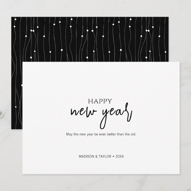Simple Minimalist Happy New Year Holiday Card (Front/Back)