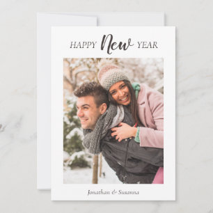 Simple Minimalist Happy New Year Photo Holiday Card