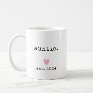 Simple Minimalist Heart Custom Year New Auntie Coffee Mug