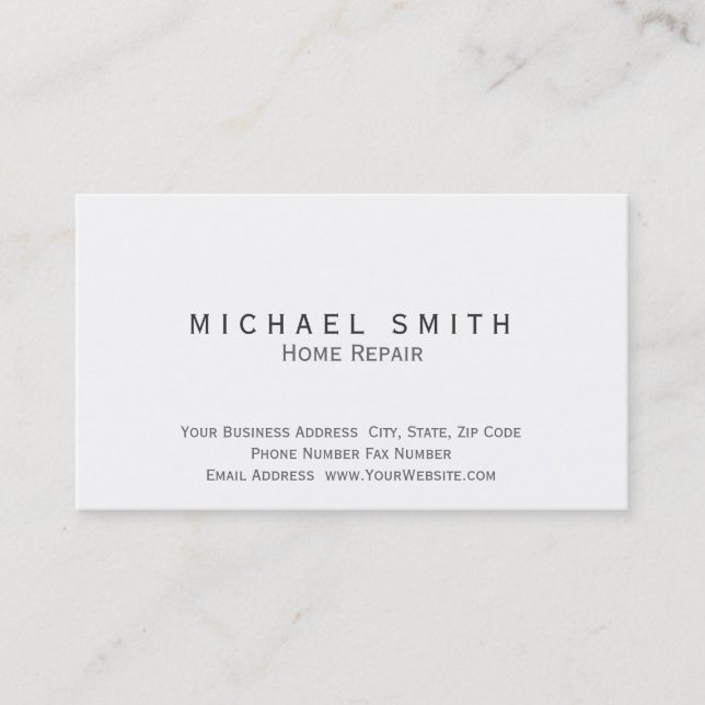 Simple Minimalist Home Construction Business Card (Front)