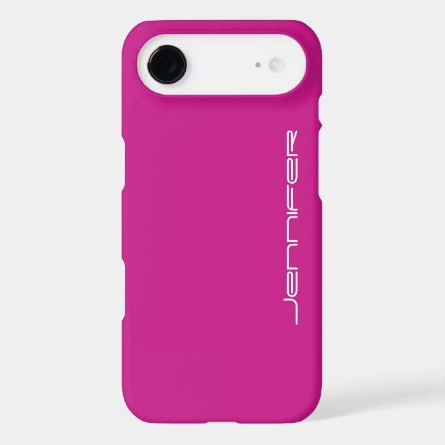 Simple Minimalist Hot Pink and White, Your Name,  Case-Mate iPhone Case (Back)