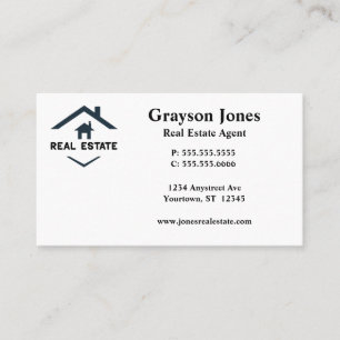 Simple Minimalist House Logo Real Estate Agent Business Card