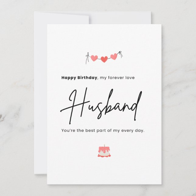 Simple Minimalist Husband Birthday Card (Front)