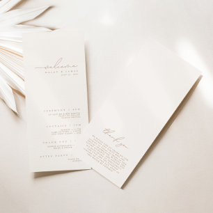 Simple Minimalist Ivory & Beige Wedding Program Menu