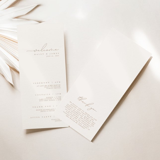 Simple Minimalist Ivory & Beige Wedding Program Menu (Creator Uploaded)