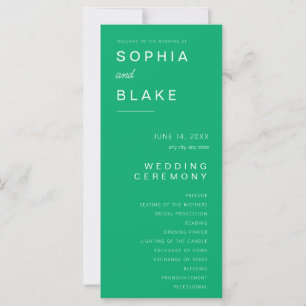 Simple Minimalist Jade Green Wedding Program