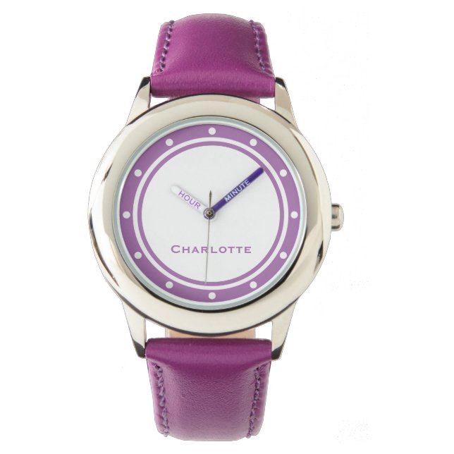 Simple Minimalist Lavender Modern Chic Custom Name Watch (Front)
