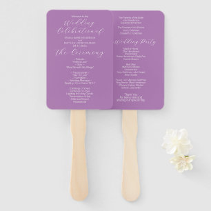 Simple Minimalist Lavender Wedding Program Hand Fan