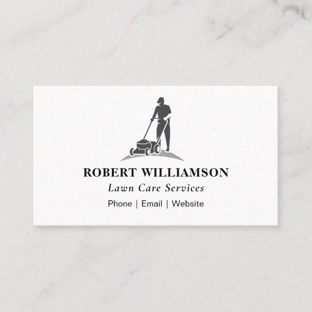 Simple Minimalist Lawn Care Service Business Card (Front)