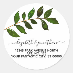 Simple Minimalist Leaf Foliage Wedding Classic Round Sticker