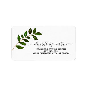 Simple Minimalist Leaf Foliage Wedding Label