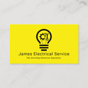 Simple Minimalist Light Bulb Electrician Business Card
