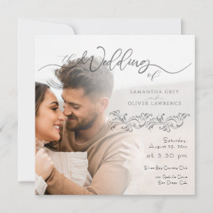 Simple Minimalist Light Photo Wedding Invitation