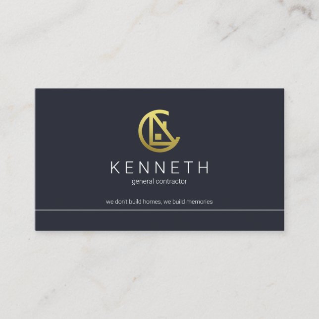 Simple Minimalist Line Border Construction Builder Business Card (Front)