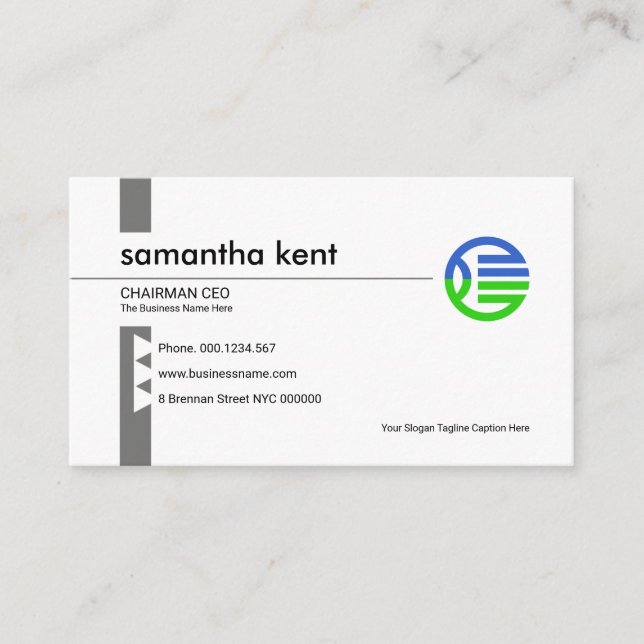 Simple Minimalist Line Column Founder CEO Business Card (Front)
