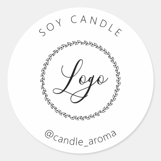 Simple Minimalist Logo Candle Package Black White  Classic Round Sticker (Front)
