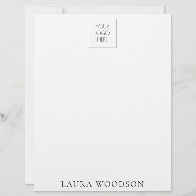 Simple Minimalist Logo Name  Custom Letterhead (Front)