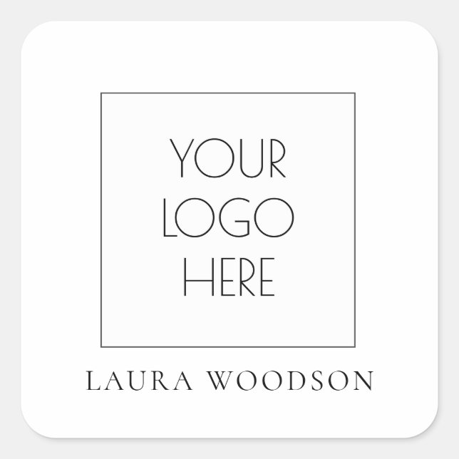 Simple Minimalist Logo Name  Square Sticker (Front)