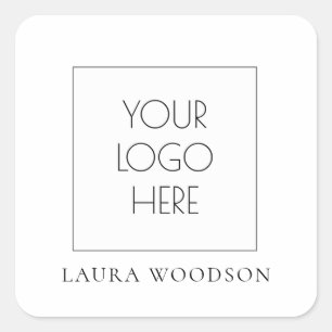 Simple Minimalist Logo Name  Square Sticker