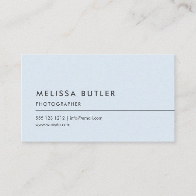 Simple Minimalist Logo Pastel Blue Business Card (Front)