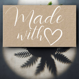 Simple Minimalist Made Love Heart Kraft Paper  Business Card