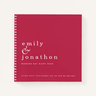 Simple Minimalist Magenta Wedding Guest Book