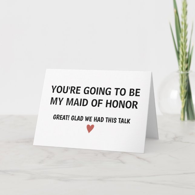 Simple Minimalist  Maid of Honour  Thank You Card (Front)