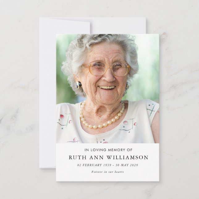 Simple Minimalist Memorial Funeral Poem Card (Front)