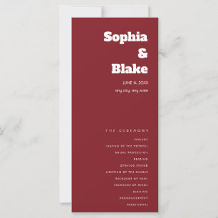 Simple Minimalist Merlot Wedding Program