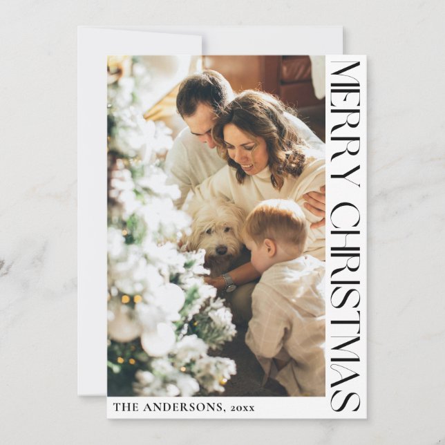 Simple Minimalist Merry Christmas Holiday Card (Front)