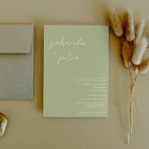 Simple Minimalist Mint Green Modern Wedding Invitation