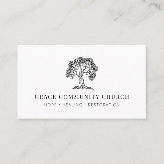 Simple Minimalist Modern Black and White Church Business Card (Front)